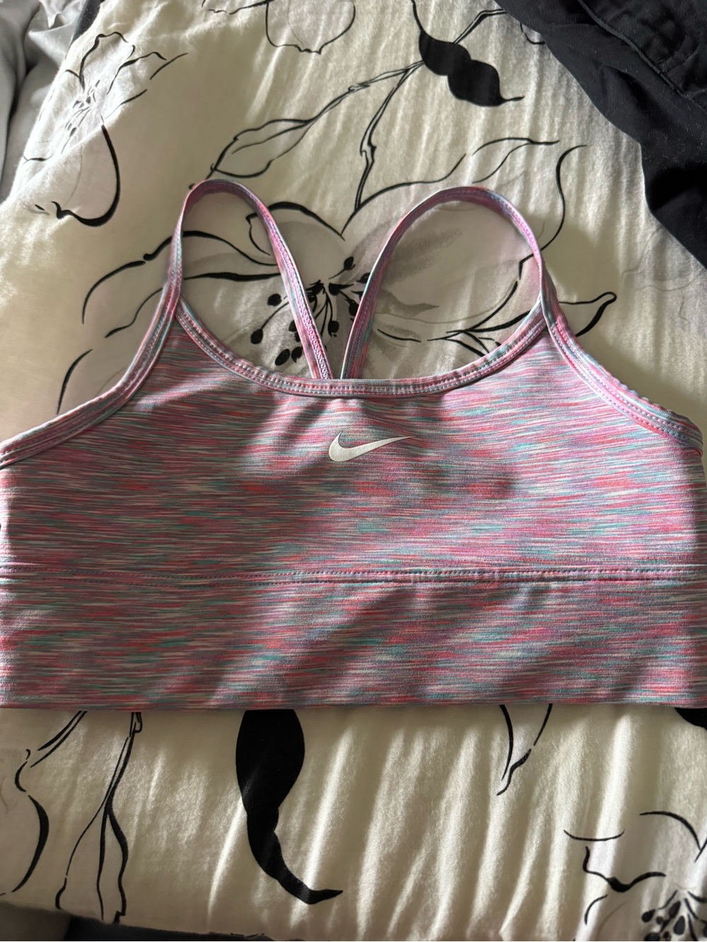 Nike Pink Multi-Stripe Kids Sports Bra